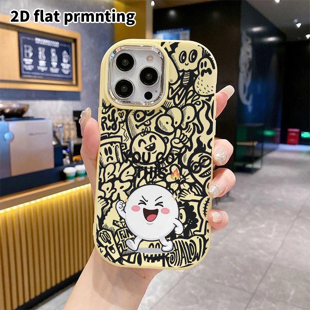 Phone Case: 2D flat design suitable for iPhone 18 17 16 15 14 13 Pro protective case, couple style, inflatable round bun, Christmas and Halloween gift