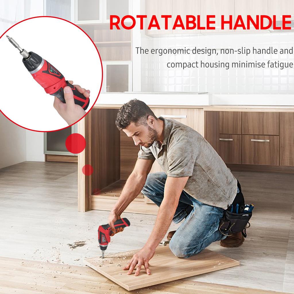 Беспроводная электрическая отвертка Набор отверток Перезаряжаемая мощная отвертка со светодиодной подсветкой 6 + 1 Настройка крутящего момента 200 об/мин 1500 мАч