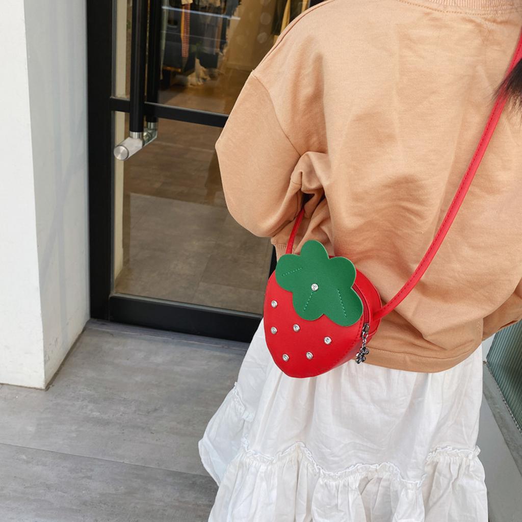 Infant Baby Kids Girls Bags Waist Bags Shoulder Bags Leather Cute Strawberry