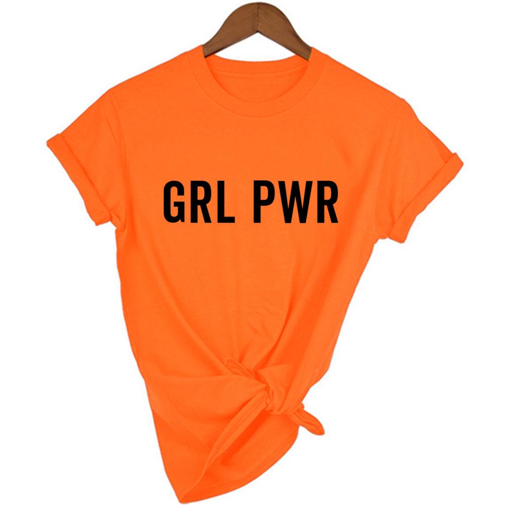 Grl Pwr Print Girl Power Female T Shirt Feminist Shirts 90S Casual Tee Tops Women S