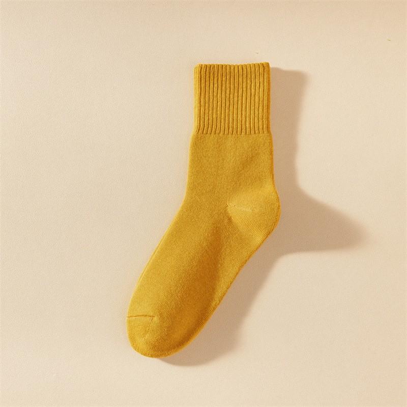 Womens Thick Winter Mid-Calf Socks Cotton Candy Color Warm Fleece-Lined Terry Towel Cold Weather