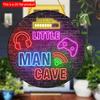 2D Flat 20*20cm 1pc Loading Little Man Gave Imitation of Neon Headphones Game Console Pattern Round Wooden Decor, Technology-sense Design Style