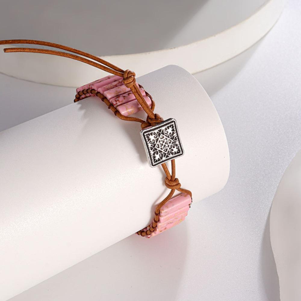 Charm Beads Braided Bracelets Colorful Bohemian Style Bangle Trendy Rainbow Stone Bracelet  Women