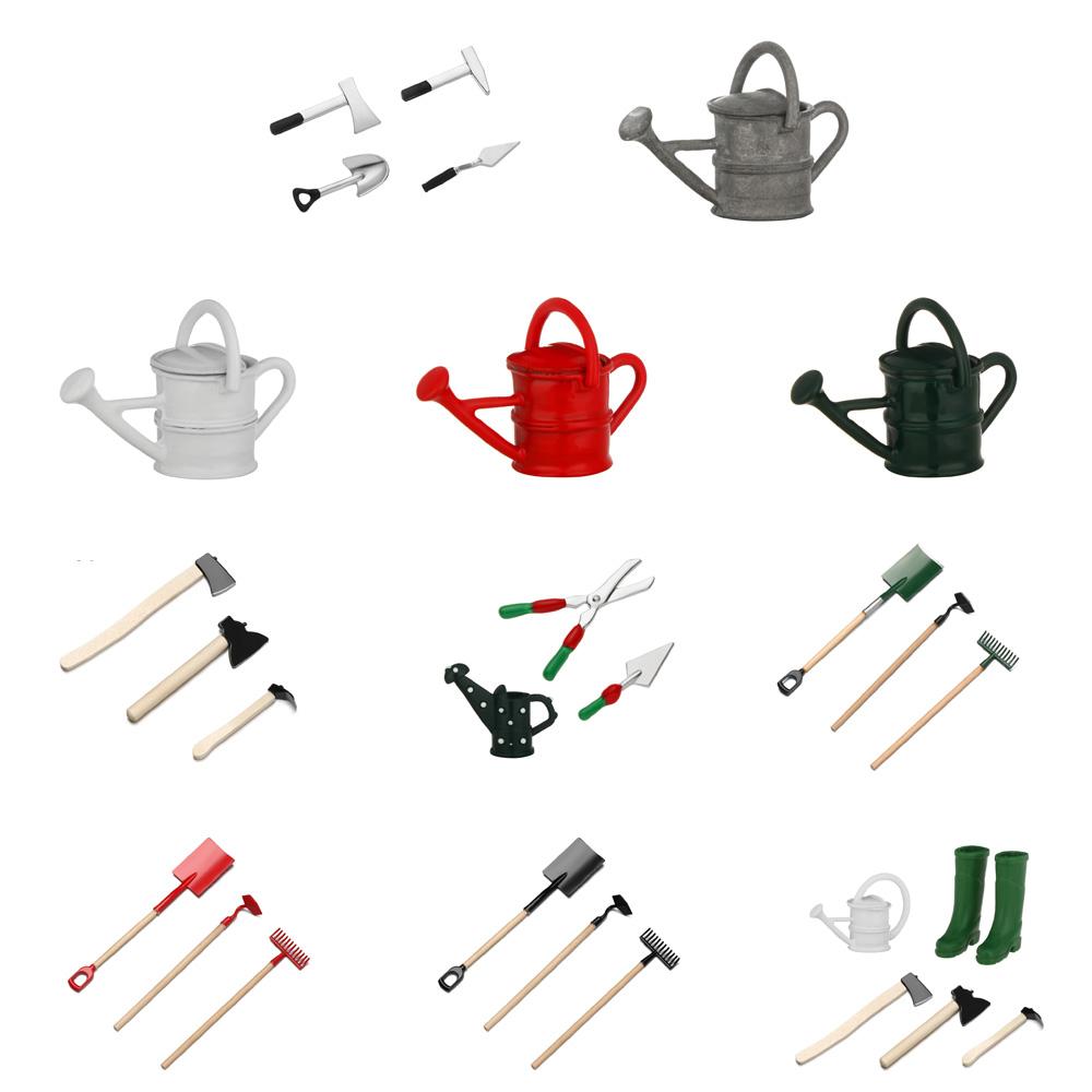 Игровой домик Лейка Деревянная мотыга Лопата Кукольные наборы для фермерства Миниатюрные инструменты Аксессуары для кукольного домика