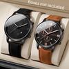 1/2PCS Men Business Watches Fashion Roma Dial Calendar Quartz Watch Leather Band Male's Wristwatches Reloj Hombre
