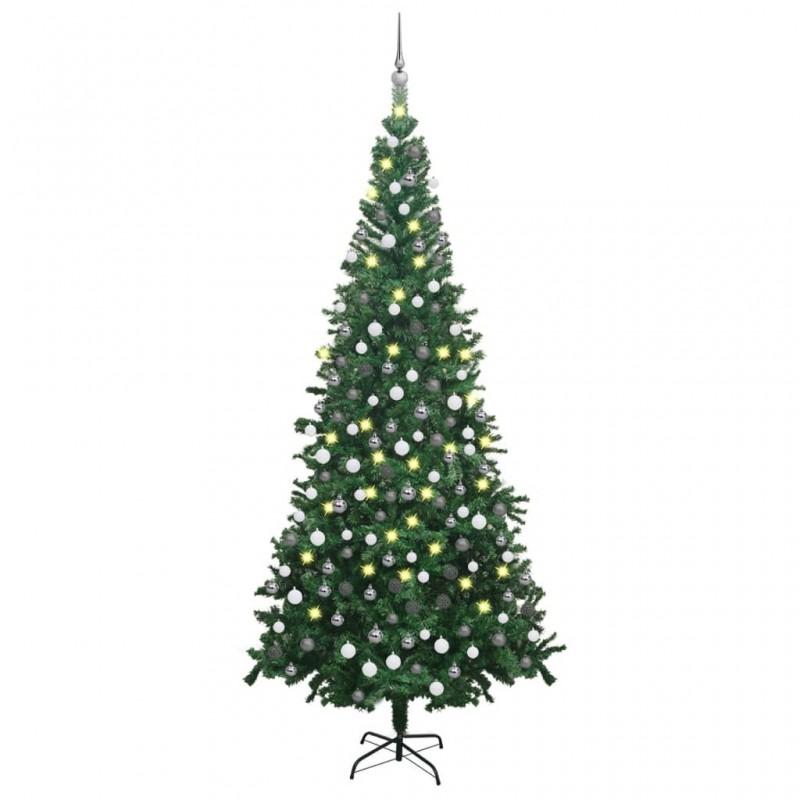 Day and Night - Day and Night Artificial Christmas Tree with Lights and Balls Green 240 Cm