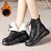 Зимние сапоги женские зимние модные водонепроницаемые кожаные теплые ботильоны на платформе нескользящие плюшевые ботинки Botas Mujer 2025 Новинка