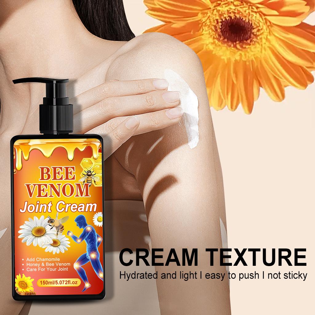 Крем для суставов с пчелиным ядом - увлажненная и легкая кожа тела, увлажнение и уход за кожей и суставами - подходит для кожи локтей, плеч, колен, 150 мл