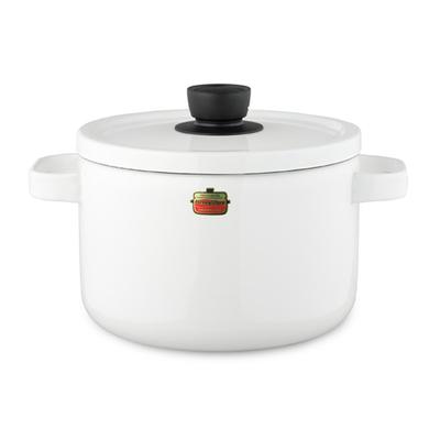 Глубокая эмалированная кастрюля Fuji Double Hand Casserole Solid 22 см, белая SD-22DW/W
