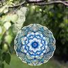 3D Mandala Flower Metal Wind Spinner - Blue & White Kinetic Hanging Decor for Indoor/Outdoor Use, Perfect Christmas & Thanksgiving Gift