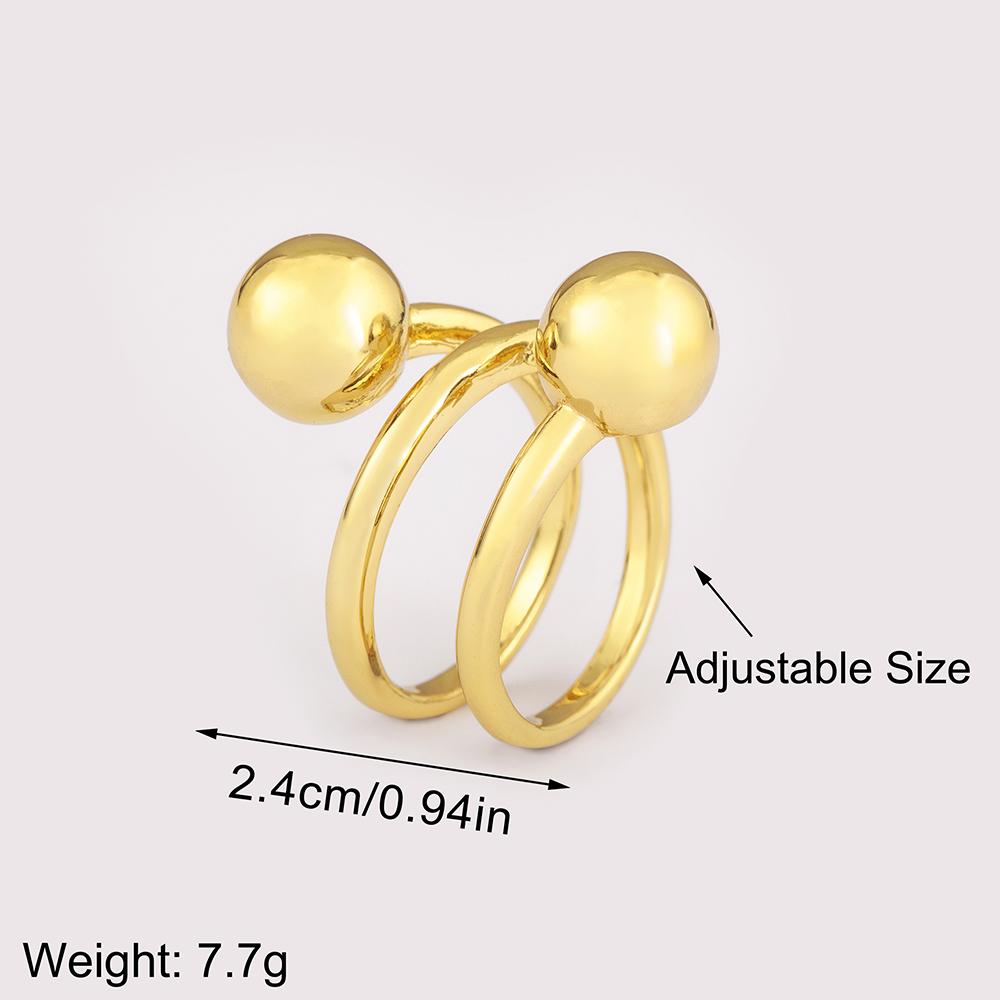 Nidin New Trendy Ball Shape Irregular Geometric Open Rings Adjustable For Female Double Layers Finger Jewelry Accessories Gift