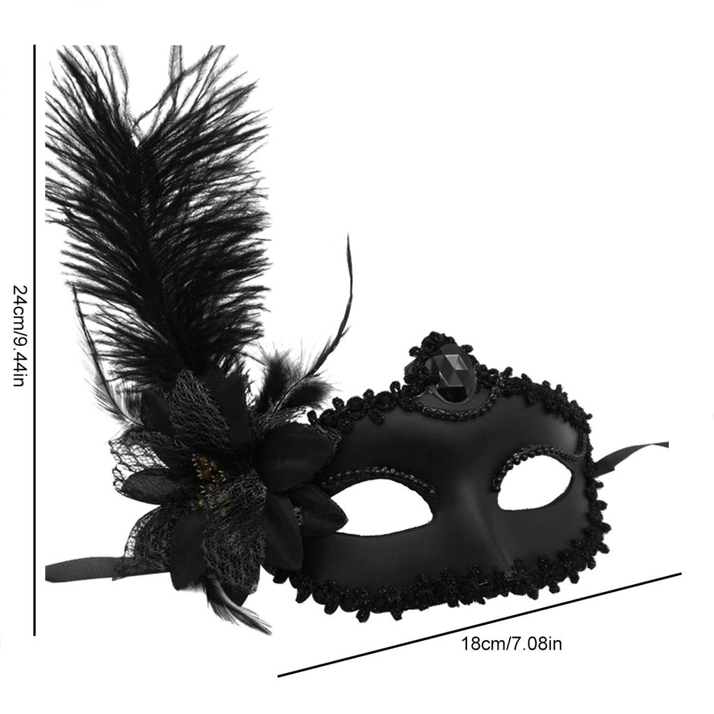 Venice Adult Masquerade Princess Mask Female Half Face Sexy Party Sexy Side Flower Ostrich Feather Mask Women Accessories
