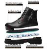 New 2024 Fashion Black Leather Men Work Safety Boots Zip Ankle Indestructible Steel Toe Cap Anti Smashing Shoes Male Footwear