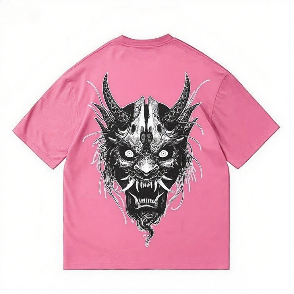 2025 Американский Дьявольский Стиль Принтованная Футболка с Коротким Рукавом Летний Повседневный Модный Топ Круглый Вырез Хлопок Прохладная Дышащая Футболка