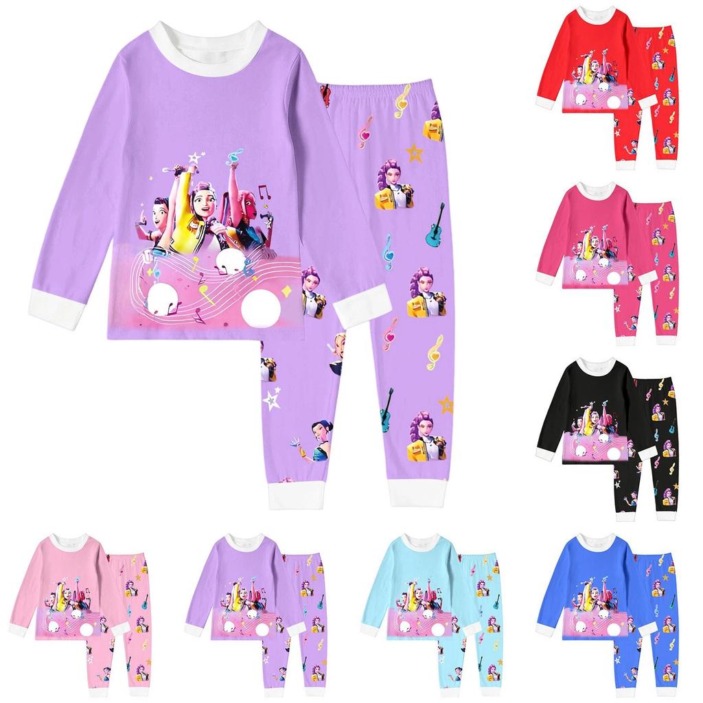 Girls Witch Round Neck Printed Children's Clothing Set