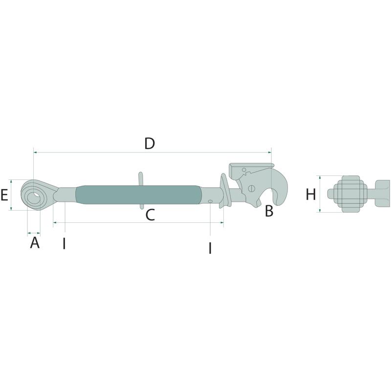 Central upper link cat.2-22.25mm 695-930mm M30x3.5 hook-head