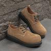 New Retro Derby Shoes British Platform Heightening Men's Shoes Tooling Casual Versatile Commuter Leather Shoes Khaki 1560-J