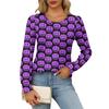 Long Sleeve Shirts For Women Cute Print Graphic Tees Blouses Dressy Casual Blouses Pleated Scooped Neck Tunic Tops Halloween