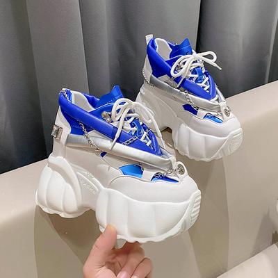 Модные весенние новые кроссовки на толстой подошве, повседневные папины кроссовки, дышащие кожаные массивные кроссовки на шнуровке, платформа 10 см, спортивная обувь, zapatos mujer