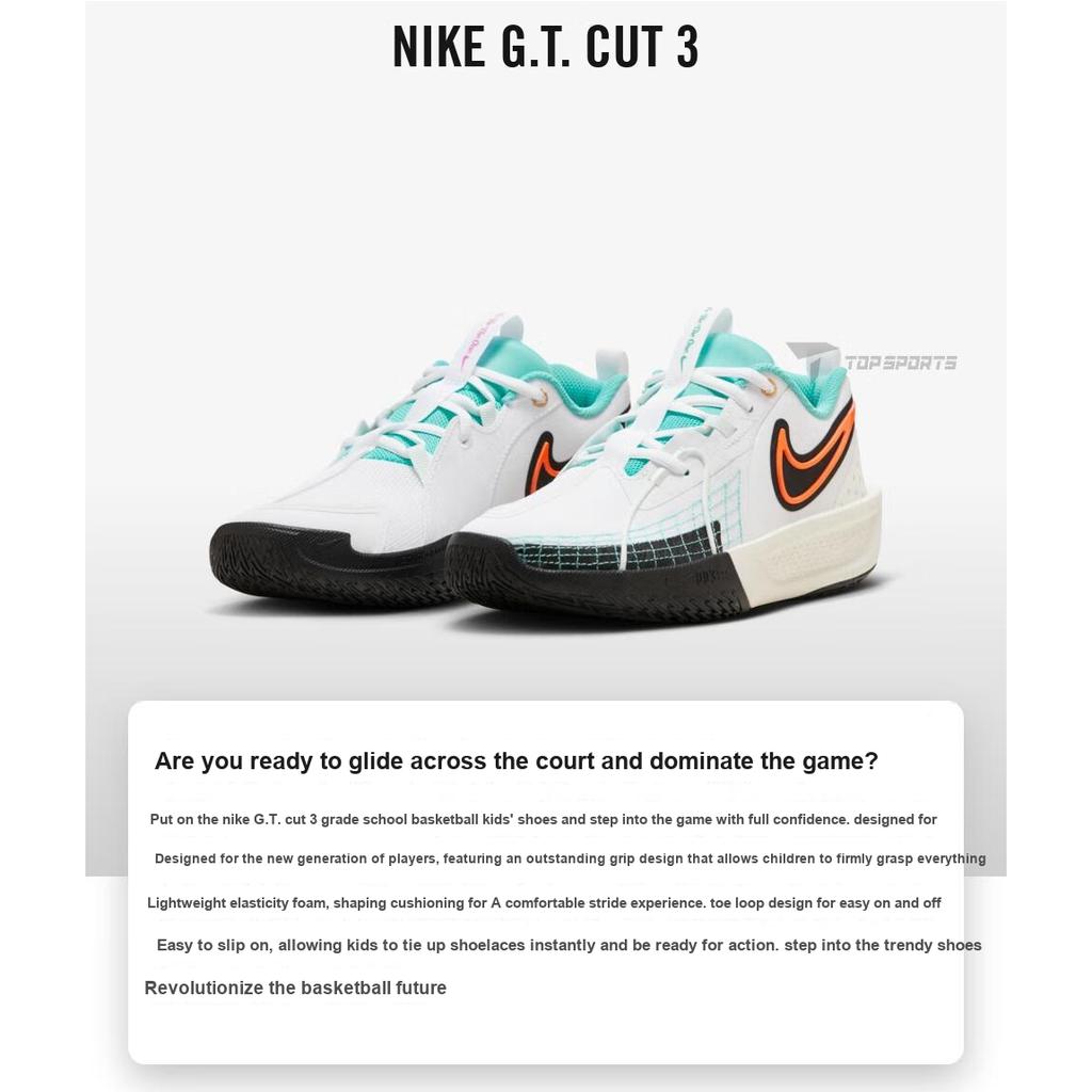 Nike GT Cut 3 GS White Orange Frost Green Kids Sneakers Black Sail All-Orange HM3723-101