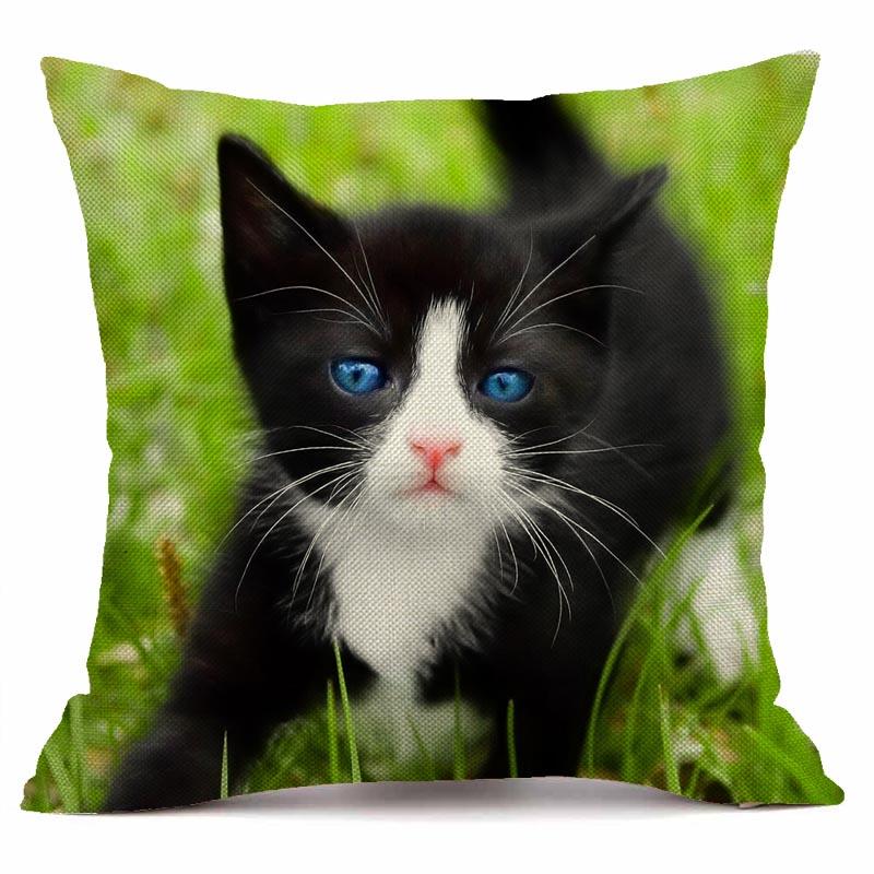 RZN черная льняная наволочка для домашнего животного и кота, квадратная декоративная наволочка для дивана, чехол для подушки с животным узором 45X45 см
