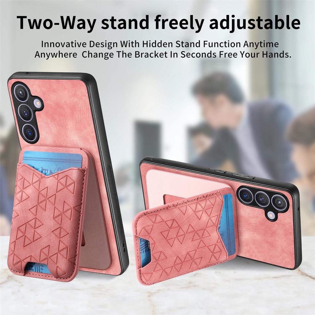 For Samsung Galaxy S25 Case Imprinted Pattern Card Holder Kickstand Leather Back Cover