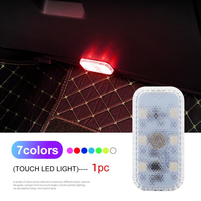 LED Touch Light Mini Wireless Car Interior Lighting Auto Roof Ceiling Reading Lamp for Trunk Storage Box USB Charging