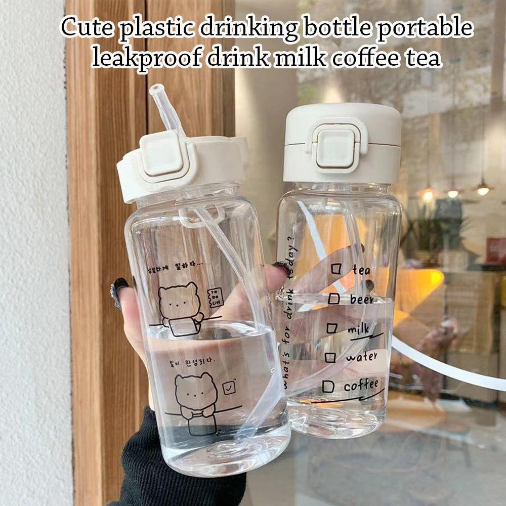 Travel Creative Cute Cartoon With Straw Drinking Cup Water Bottle Drinkware