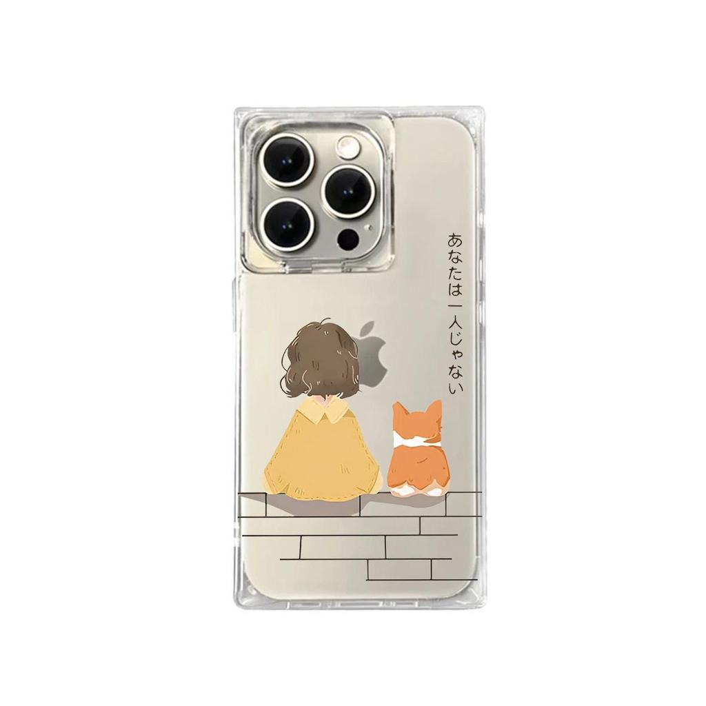 Прозрачный чехол с квадратной защитой задней панели для iPhone 14 Pro Max 16 ProMax 13 15 Plus 11 12, защита от окисления, чехол с рисунком спин людей и животных