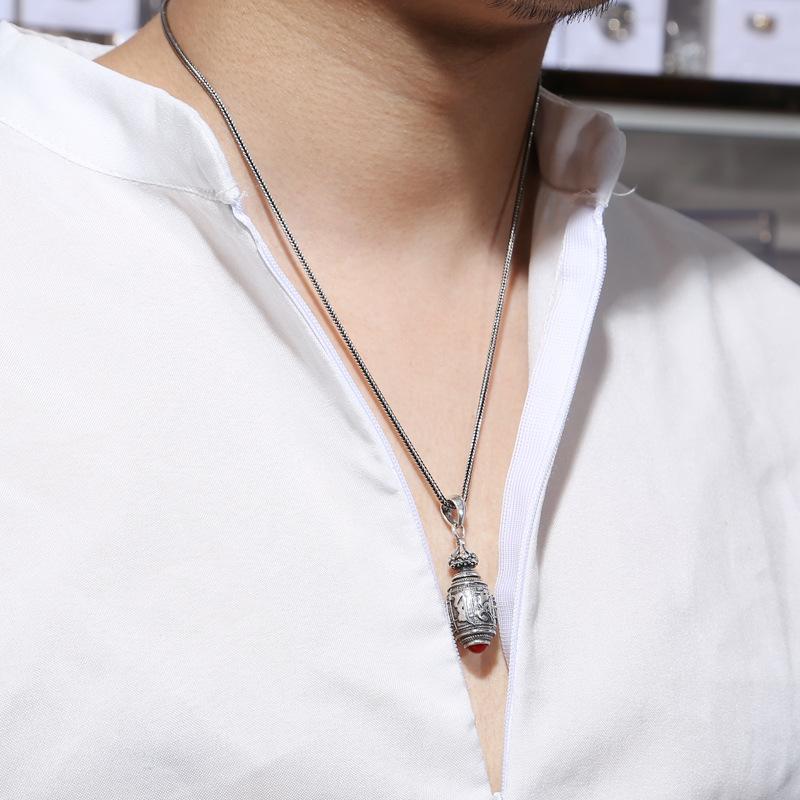 Ретро и популярные мужские и женские универсальные аксессуары, ожерелье Gawu Box, мантра из шести символов, кулон с проклятием Lengyan