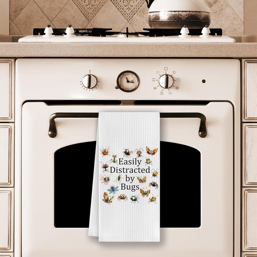 Funny Entomology Bug Kitchen Dish Towels,Gifts for Women Men Bug Lovers,ect Hand Tea Towels for Kitchen Bathroom Decor,16x24 Inches