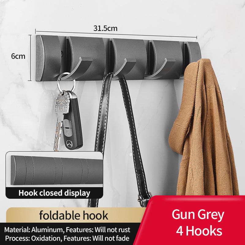 YUNJIEYA Folding Door Hooks Towel Hanger Nail Free Punch Wall Rack  Hook Coat Clothes Holder for Bathroom Kitchen Accessories