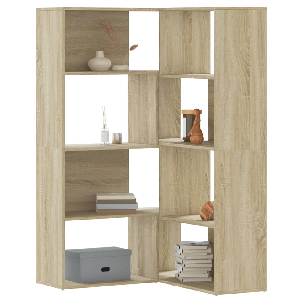 Corner Bookshelf 4 Tier Sonoma Oak Finish 85 x 85 x 140 cm Particleboard