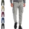 Men Cotton Elastic Trousers Joggers Solid Color  Men Casual Multi-pocket Pants  Military Style Army Cargo Pants