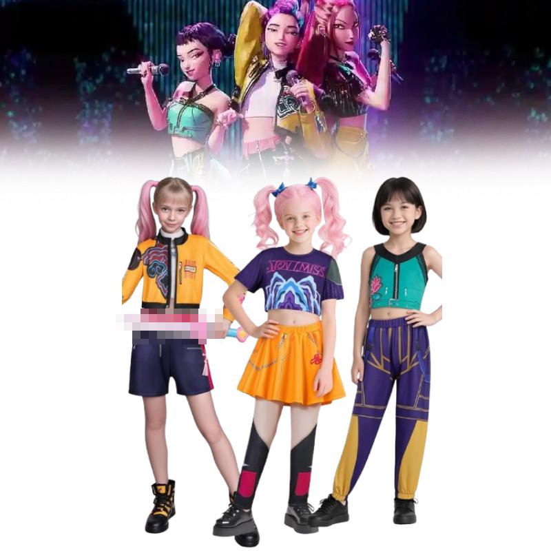 Демон K-pop Охотники Руми Мира Зои Детский Косплей Костюм Платье Хэллоуин Вечеринка