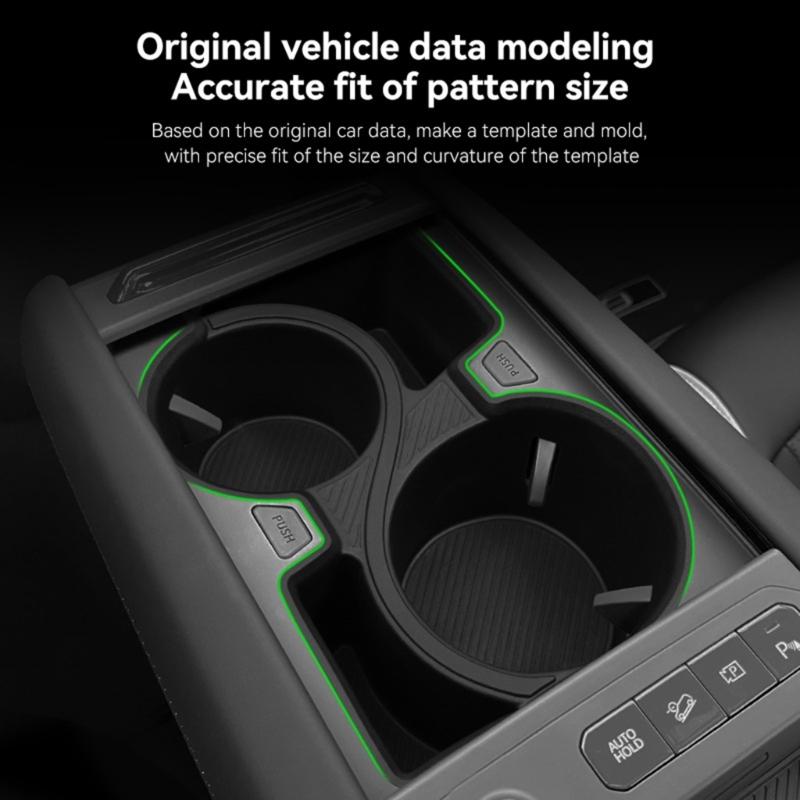 Обновления Амортизирующий Вставка Подстаканника для Автомобиля Не Скользит Органайзеры Лоток для Хранения на Консоль для Моделей Автомобилей EV9 2024 2025