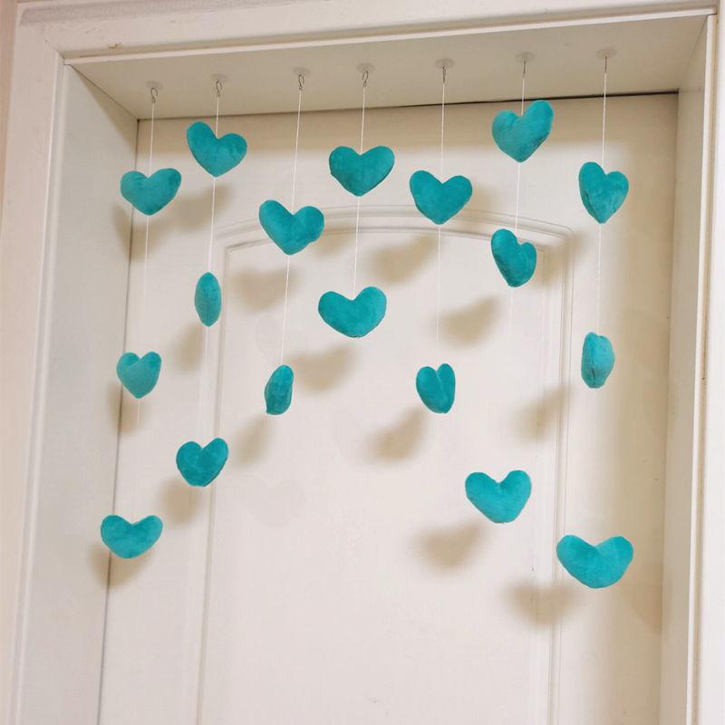 Hanging Door Curtains DIY Ornament Heart-shaped Self-adhesive Solid Color Home Decorations
