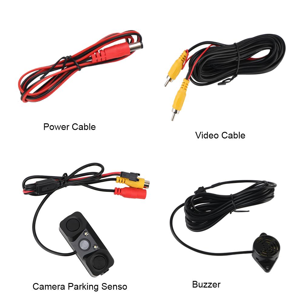 Автомобильные аксессуары Светодиодный светильник высокой четкости Водонепроницаемая камера заднего вида постоянного тока 12 В Реверсивный радар-датчик-детектор Универсальный 3 в 1 Мини-сигнализация ночного видения