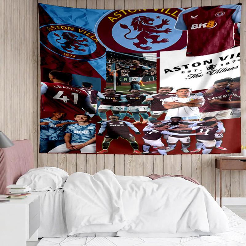 A-Aston Villa FC logo Tapestry for Bedroom Aesthetic Classroom Tapestries Wall Hanging for Living Room Dorm Office,Ideal Creative Gift