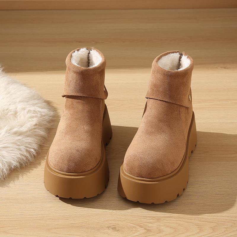 2025 Winter Chunky Platform Thick Bottom Women Snow Boots Keep Warm Cotton Short Booties Shoes