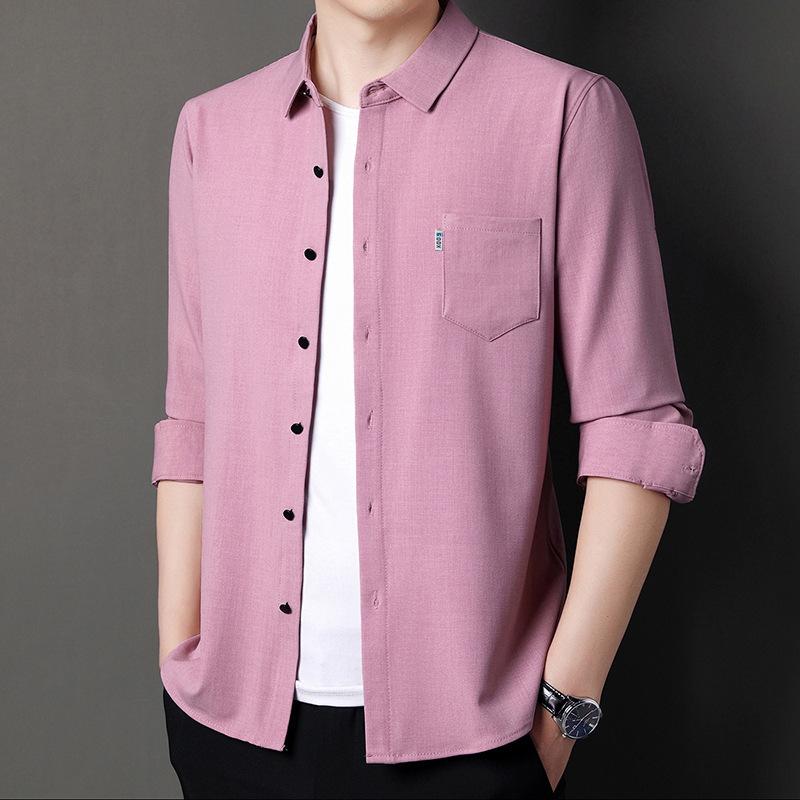 Весенне-осенняя рубашка с длинными рукавами, мужская рубашка для делового отдыха и отдыха среднего возраста, хлопковая мужская рубашка для папы