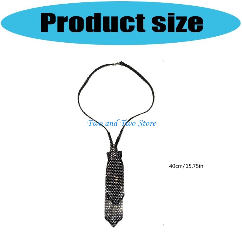 HX6F Cool Pre-Tied Sparkly Rhinestones Necklace for Disco House Cocktails Parties