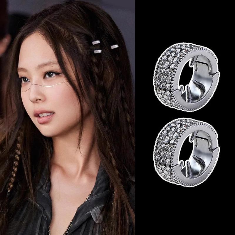 Круглая плетеная пряжка для волос с бриллиантами и серебряным блеском, персонализированная хип-хоп-сладкая крутая грязная плетеная заколка для волос
