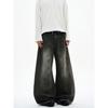 Kisko American Retro Washed Distressed Loose Scimitar Jeans Unisex Trendy Brand Cool Straight-Leg Drape Pants