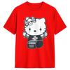 Goth Gothic Hellokitty   Black Satanic T Shirt Leisure Short-Sleeved Tops Summer 100 Cotton O Neck 4XL 5XL 6XL Clothes
