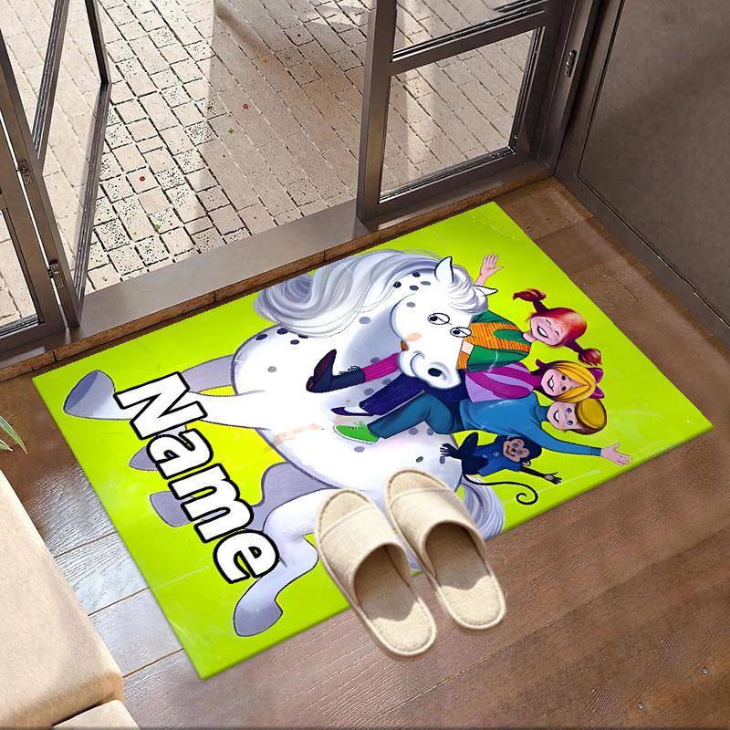 Custom Name Personalized Pippi Longstocking Print Carpet, Versatile Home Decor Rug, for Playroom, Apartment, Balcony, Entryway, Hallway Gift