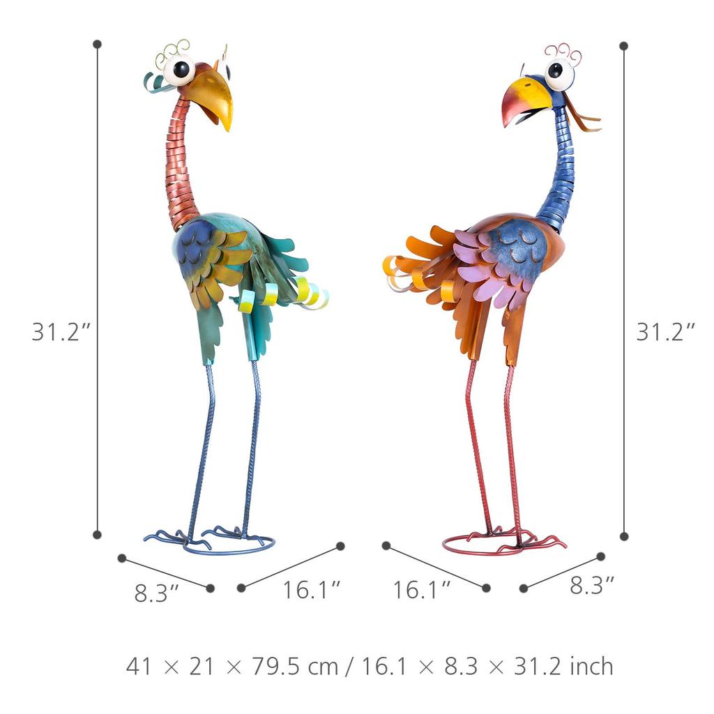 Tooarts 31.2inch Cartoon Toucan Sculpture, Iron Bird Sculpture, Standing Animal Ornament, Artwork