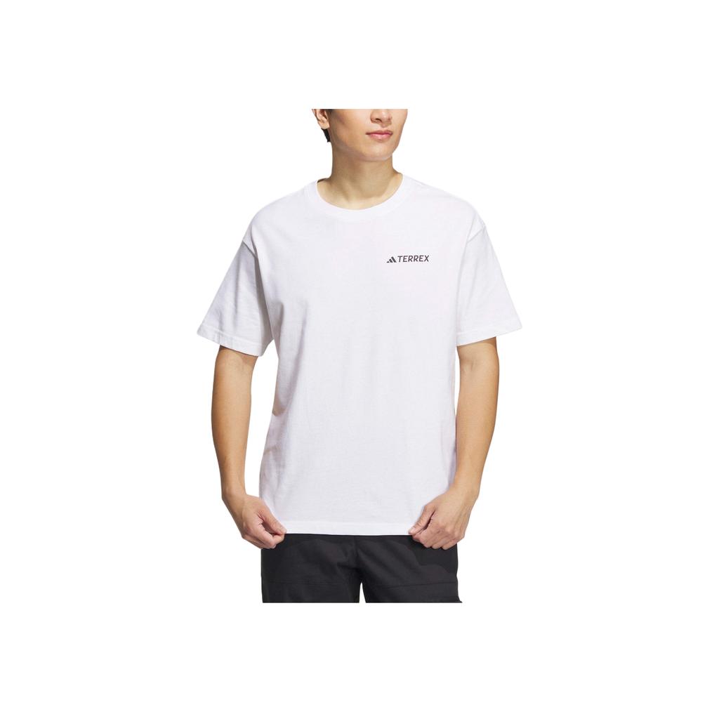 Adidas Футболка унисекс с коротким рукавом и принтом букв Terrex, свободная, для спорта на открытом воздухе, белая IB8693