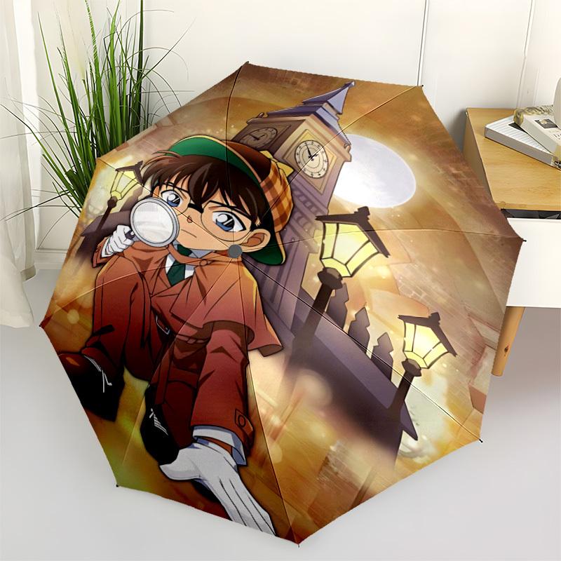1PC Detective Conan Automatic Folding Umbrella, Automatic Folding Umbrella with 8 Ribs, Convenient for Outdoor Use  017