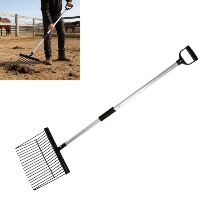 Heavy Duty Metal Manures Fork Horse Pitchforks Cleaning Tool Metal Horse Manures Rake For Horse Stable Cleaning Enduring
